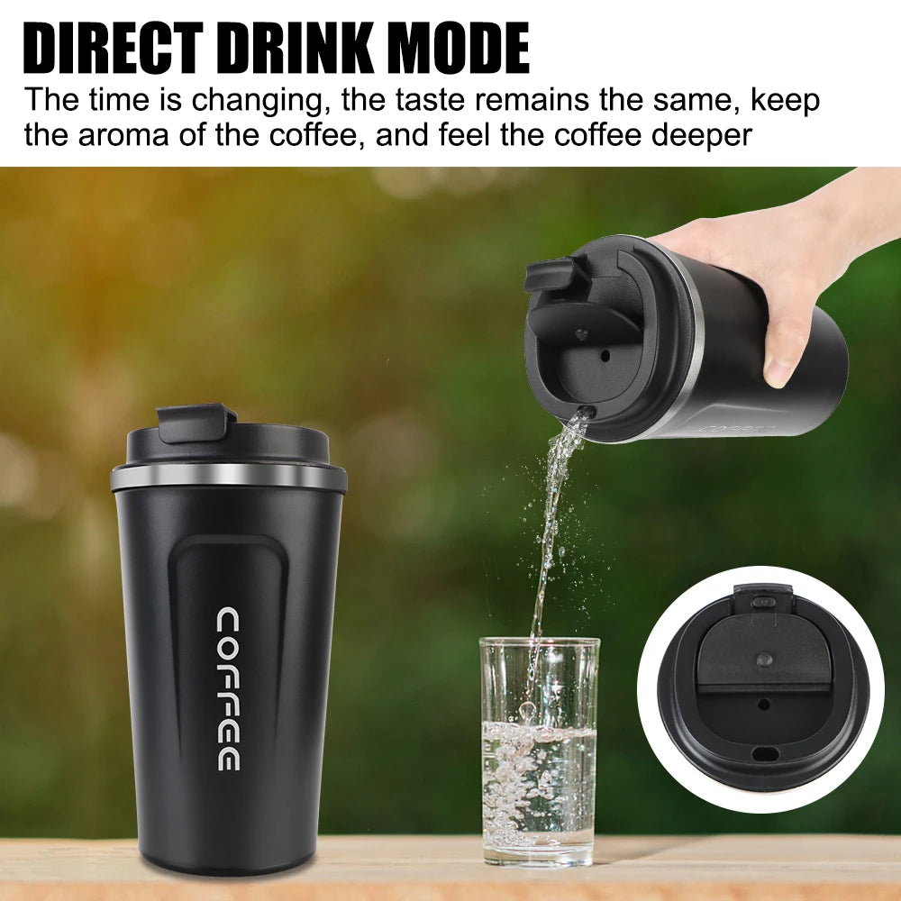 Taza de café de viaje - Termo de acero inoxidable de doble pared.