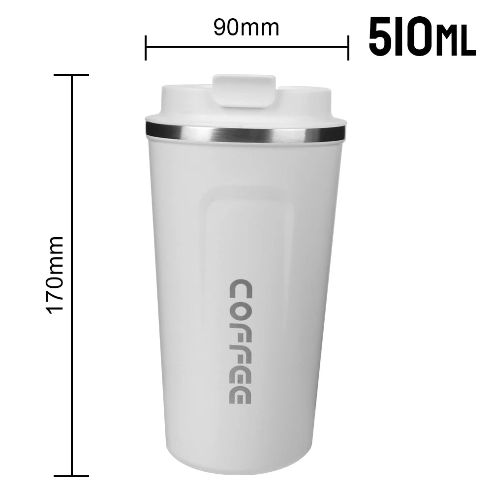 Taza de café de viaje - Termo de acero inoxidable de doble pared.