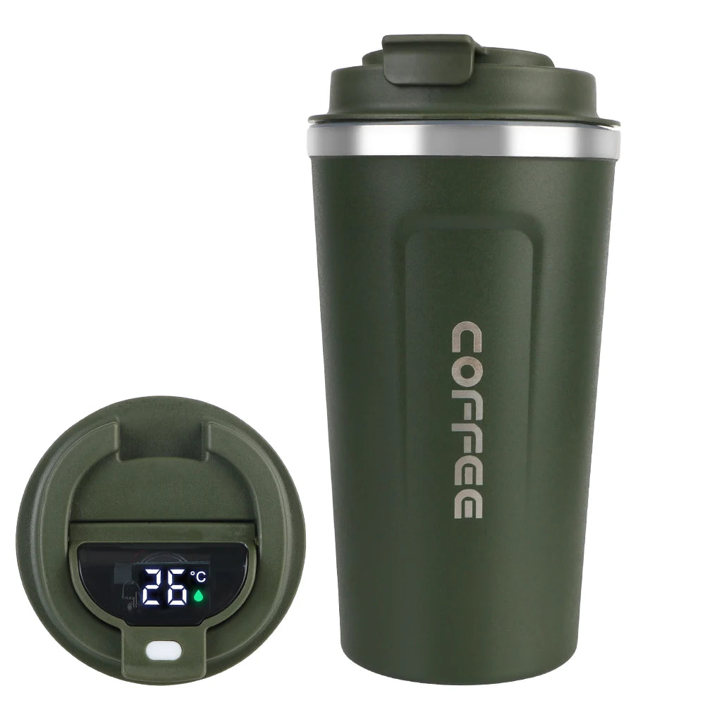 Taza de café de viaje - Termo de acero inoxidable de doble pared.