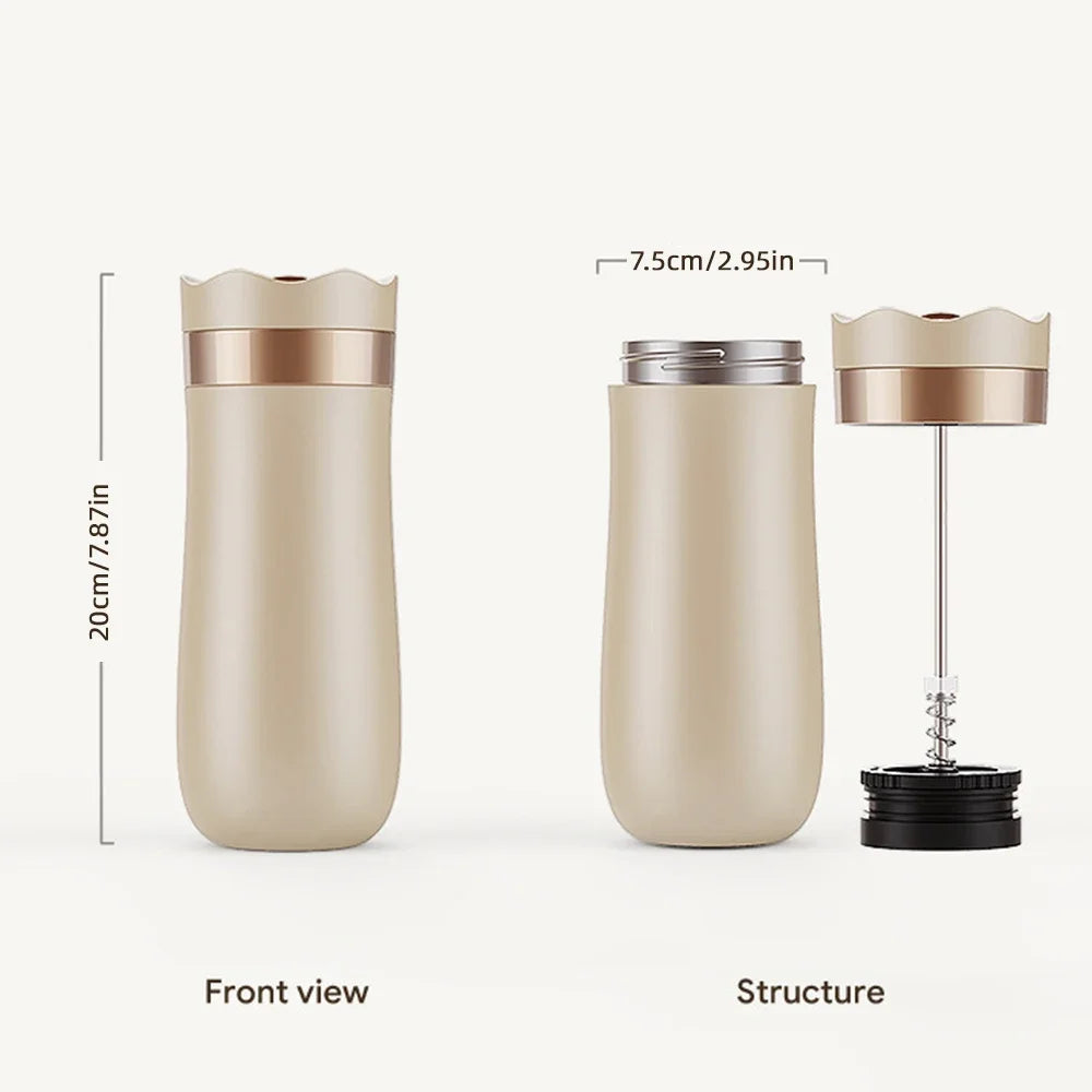 Taza de viaje portátil de prensa francesa: complemento perfecto para el café de acero inoxidable