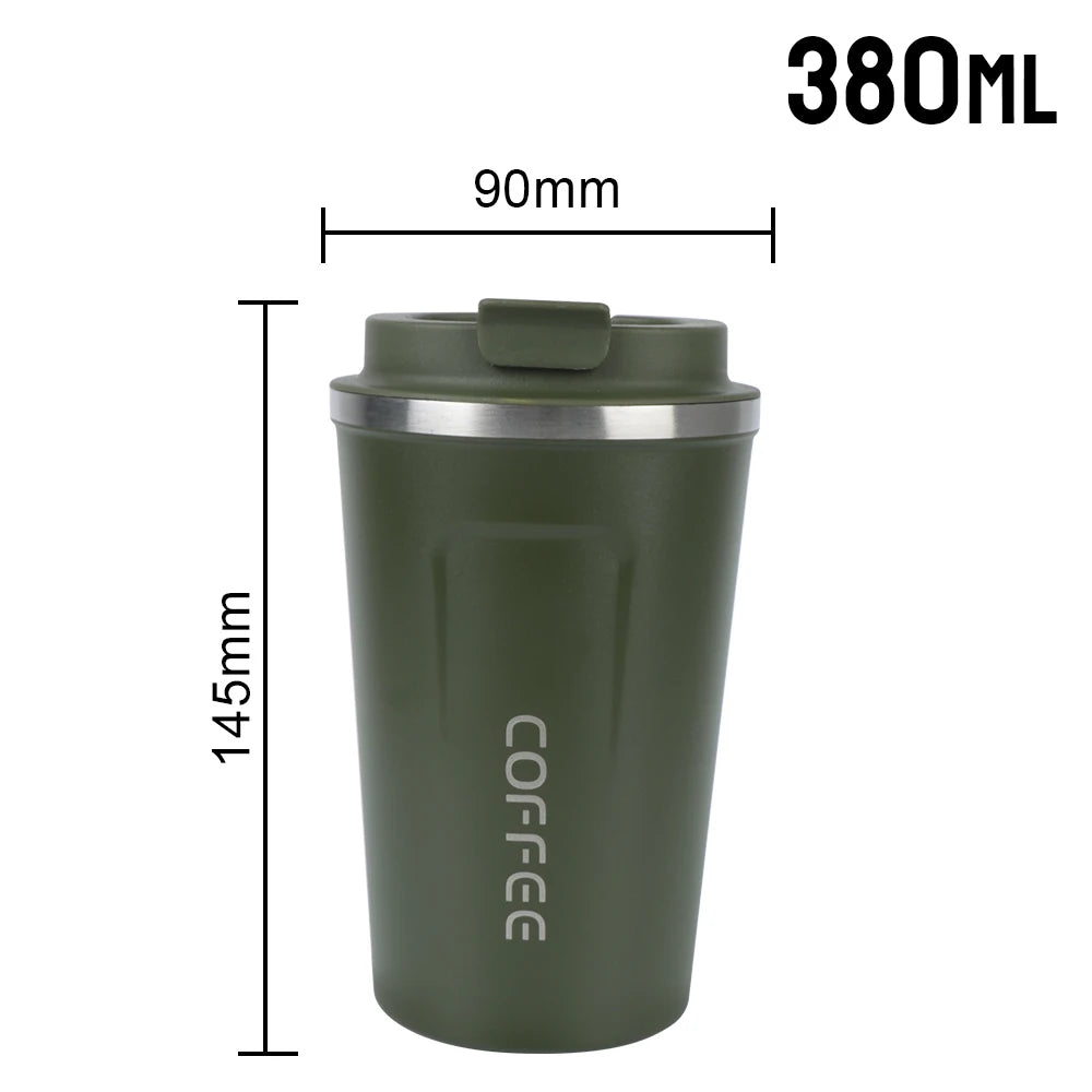 Taza de café de viaje - Termo de acero inoxidable de doble pared.