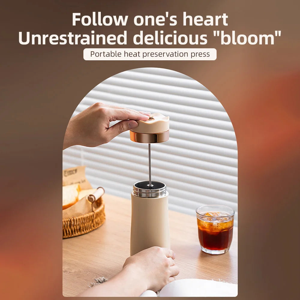 Taza de viaje portátil de prensa francesa: complemento perfecto para el café de acero inoxidable