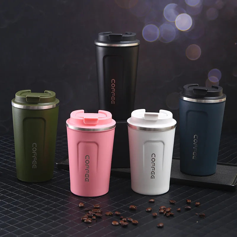 Termo de café para coche: acero inoxidable de doble pared.