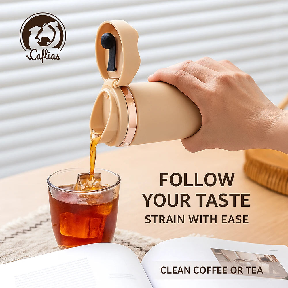 Taza de viaje portátil de prensa francesa: complemento perfecto para el café de acero inoxidable