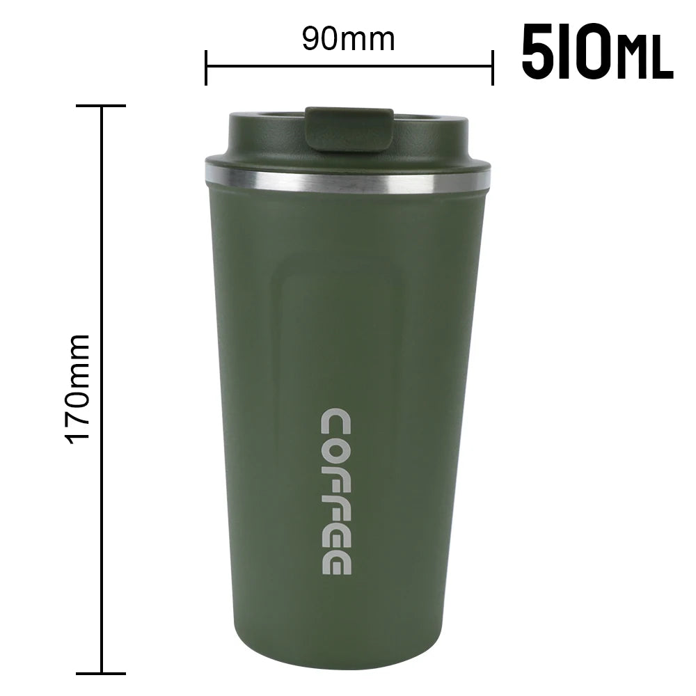 Taza de café de viaje - Termo de acero inoxidable de doble pared.