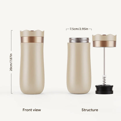 Taza de viaje portátil de prensa francesa: complemento perfecto para el café de acero inoxidable