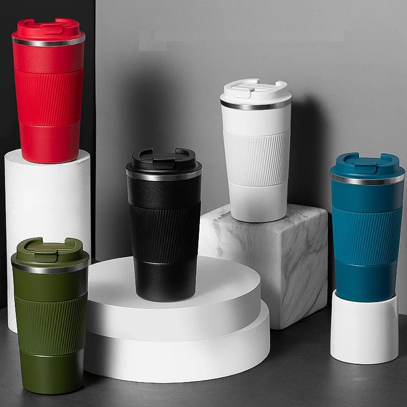 Termo de café para coche: acero inoxidable de doble pared.